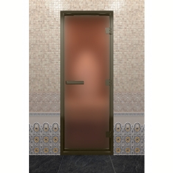 Дверь DoorWood Хамам в Бронзовом профиле, стекло бронза матовая, 200х90 (по коробке)