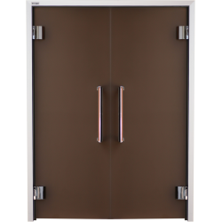 Дверь двухстворчатая для хамама GRANDIS GS 130х200 Бронза, Silver
