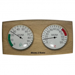 Термогигрометр для бани и сауны, дуб, прямоугольный (скруглённый)