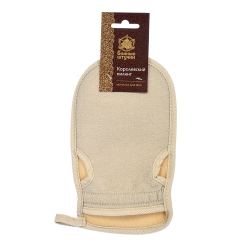 Мочалка "Королевский пилинг" рукавица двусторонняя на резинке, цвет бежевый, 13.5х23 см